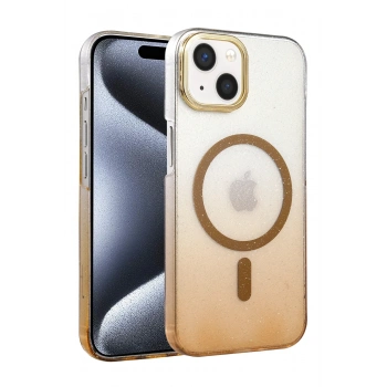 Mey İthalat®   iPhone 15 Plus Glossy Magsafe Kapak - Çöl Titanyum