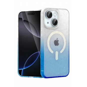 Mey İthalat®   iPhone 15 Plus Pummel Shiny Magsafe Kapak - Mavi