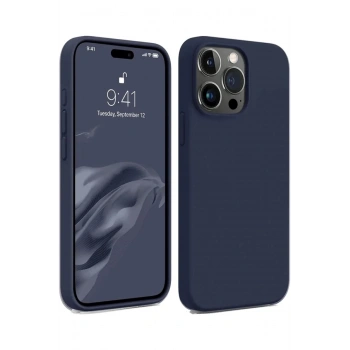 Mey İthalat®   iPhone 15 Pro Kılıf First Silikon - Lacivert