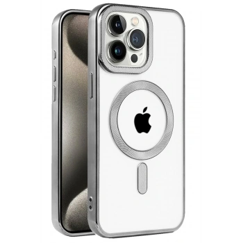 Mey İthalat®   iPhone 15 Pro Kılıf Kronos Magsafe Kapak - Titanyum Gri