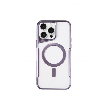 Mey İthalat®   iPhone 15 Pro Max Kılıf Boyi Magsafe Silikon Kapak - Derin Mor