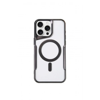 Mey İthalat®   iPhone 15 Pro Max Kılıf Boyi Magsafe Silikon Kapak - Siyah