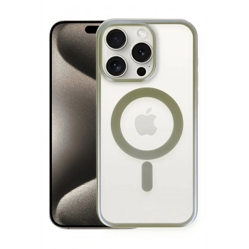 Mey İthalat®   iPhone 15 Pro Max Kılıf Erozi Magsafe Kapak - Gri
