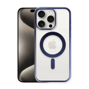 Mey İthalat®   iPhone 15 Pro Max Kılıf Erozi Magsafe Kapak - Lacivert