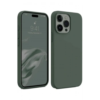 Mey İthalat®   iPhone 15 Pro Max Kılıf First Silikon - Koyu Yeşil