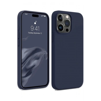 Mey İthalat®   iPhone 15 Pro Max Kılıf First Silikon - Lacivert