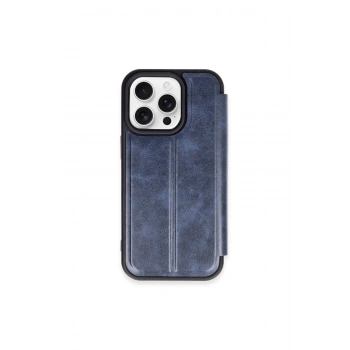 Mey İthalat®   iPhone 15 Pro Max Kılıf Flip Cover - Lacivert
