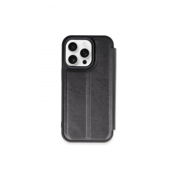 Mey İthalat®   iPhone 15 Pro Max Kılıf Flip Cover - Siyah