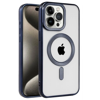 Mey İthalat®   iPhone 15 Pro Max Kılıf Kronos Magsafe Kapak - Lacivert