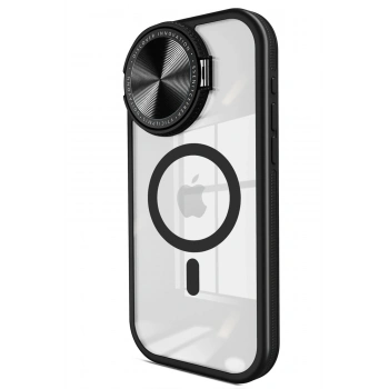 Mey İthalat®   iPhone 15 Pro Max Kılıf Teleskop Lens Magsafe Silikon Kapak - Siyah