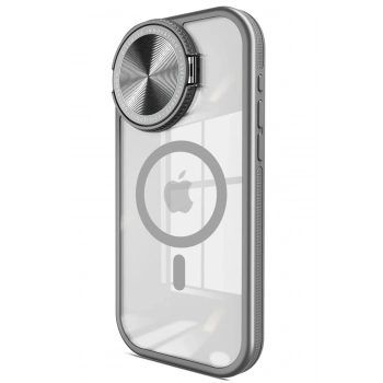 Mey İthalat®   iPhone 15 Pro Max Kılıf Teleskop Lens Magsafe Silikon Kapak - Titan Gri