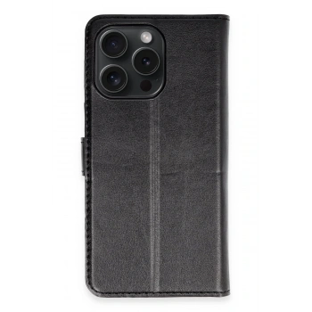 Mey İthalat®   iPhone 15 Pro Max Kılıf Trend S Plus Kapaklı Kılıf - Siyah