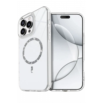 Mey İthalat®   iPhone 15 Pro Max Live Diamond Magsafe Kapak - Şeffaf