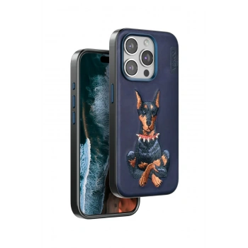 Mey İthalat®   iPhone 15 Pro Max Perma Desenli Kapak - Lacivert