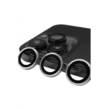 Mey İthalat®   iPhone 15 Pro Max Raze Metal Kamera Lens - Gümüş