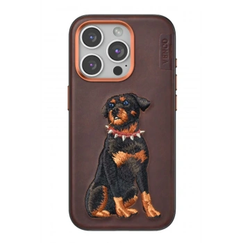 Mey İthalat®   iPhone 15 Pro Perma Desenli Kapak - Koyu Kahve