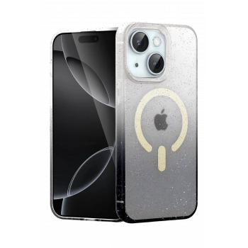 Mey İthalat®   iPhone 15 Pummel Shiny Magsafe Kapak - Siyah