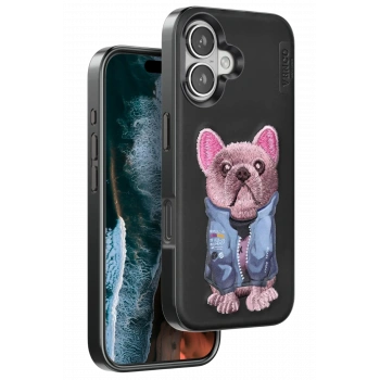 Mey İthalat®   iPhone 16 Cute Desenli Kapak - Siyah