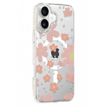 Mey İthalat® iPhone 16 Floral Magsafe Kapak - Pembe
