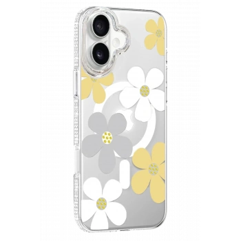 Mey İthalat® iPhone 16 Floral Magsafe Kapak - Sarı