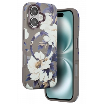 Mey İthalat®   iPhone 16 Flower Series Magsafe Kapak - Gri