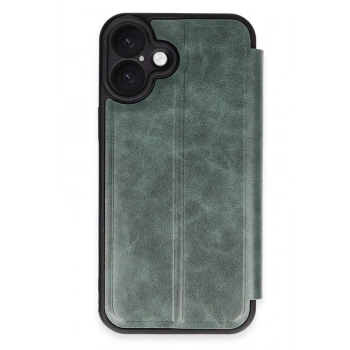Mey İthalat®   iPhone 16 Kılıf Flip Cover - Koyu Yeşil