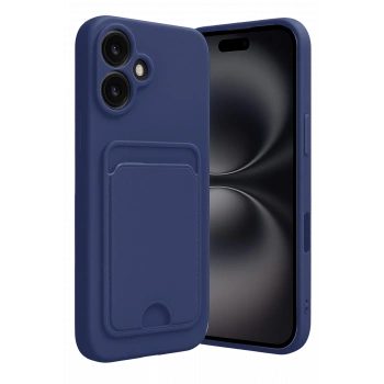 Mey İthalat®   iPhone 16 Kılıf Kelvin Kartvizitli Silikon - Lacivert