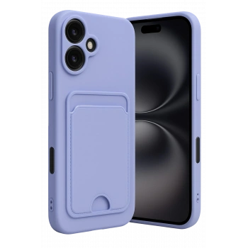 Mey İthalat®   iPhone 16 Kılıf Kelvin Kartvizitli Silikon - Lila