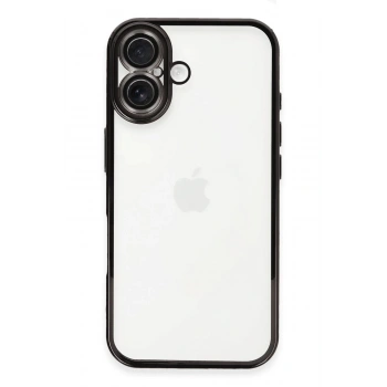 Mey İthalat®   iPhone 16 Kılıf  Lensli Silikon - Siyah