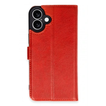 Mey İthalat®   iPhone 16 Kılıf Trend S Plus Kapaklı Kılıf - Kırmızı