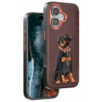 Mey İthalat®   iPhone 16 Perma Desenli Kapak - Koyu Kahve