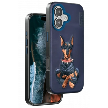 Mey İthalat®   iPhone 16 Perma Desenli Kapak - Lacivert