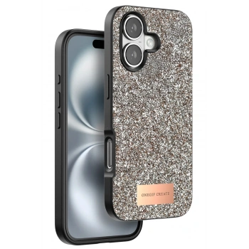 Mey İthalat®   iPhone 16 Plus Bright Simli Kapak - Gold