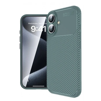 Mey İthalat®   iPhone 16 Plus Kılıf Auto Focus Karbon Kapak - Koyu Yeşil