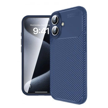 Mey İthalat®   iPhone 16 Plus Kılıf Auto Focus Karbon Kapak - Lacivert
