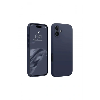 Mey İthalat®   iPhone 16 Plus Kılıf First Silikon - Lacivert