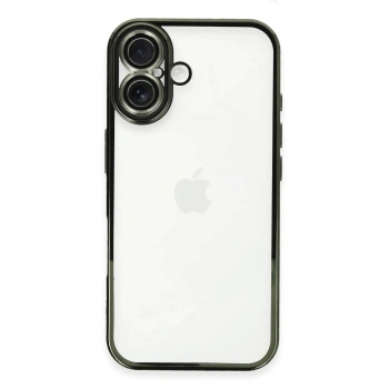 Mey İthalat®   iPhone 16 Plus Kılıf  Lensli Silikon - Yeşil