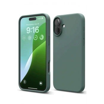 Mey İthalat®   iPhone 16 Plus Kılıf Nano içi Kadife Silikon - Koyu Yeşil