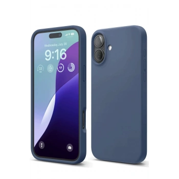 Mey İthalat®   iPhone 16 Plus Kılıf Nano içi Kadife Silikon - Lacivert