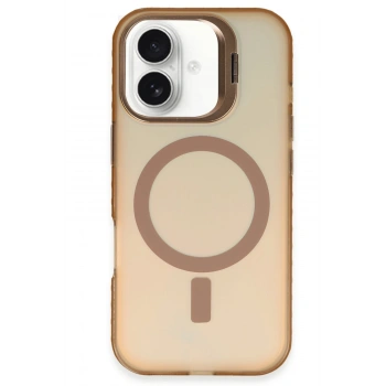 Mey İthalat®   iPhone 16 Plus Kılıf Primera Magsafe Standlı Kapak - Gold