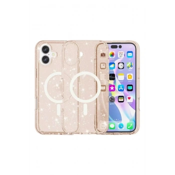 Mey İthalat®   iPhone 16 Plus Kılıf Star Magsafe Kapak - Turuncu