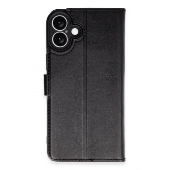 Mey İthalat®   iPhone 16 Plus Kılıf Trend S Plus Kapaklı Kılıf - Siyah