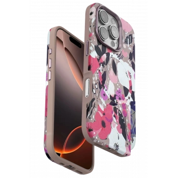 Mey İthalat®   iPhone 16 Pro Flower Series Magsafe Kapak - Pembe