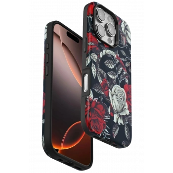 Mey İthalat®   iPhone 16 Pro Flower Series Magsafe Kapak - Siyah