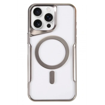 Mey İthalat®   iPhone 16 Pro Kılıf Boyi Magsafe Silikon Kapak - Gümüş