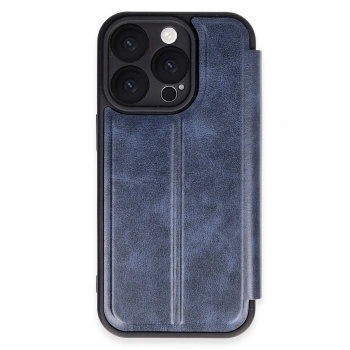 Mey İthalat®   iPhone 16 Pro Kılıf Flip Cover - Lacivert