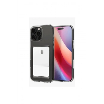 Mey İthalat®   iPhone 16 Pro Kılıf Kart Şeffaf Silikon - Şeffaf