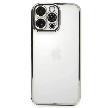 Mey İthalat®   iPhone 16 Pro Kılıf  Lensli Silikon - Gümüş