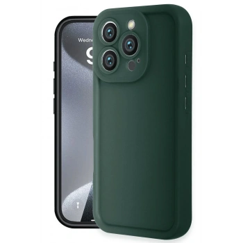 Mey İthalat®   iPhone 16 Pro Kılıf Viera Silikon - Koyu Yeşil