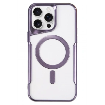 Mey İthalat®   iPhone 16 Pro Max Kılıf Boyi Magsafe Silikon Kapak - Derin Mor